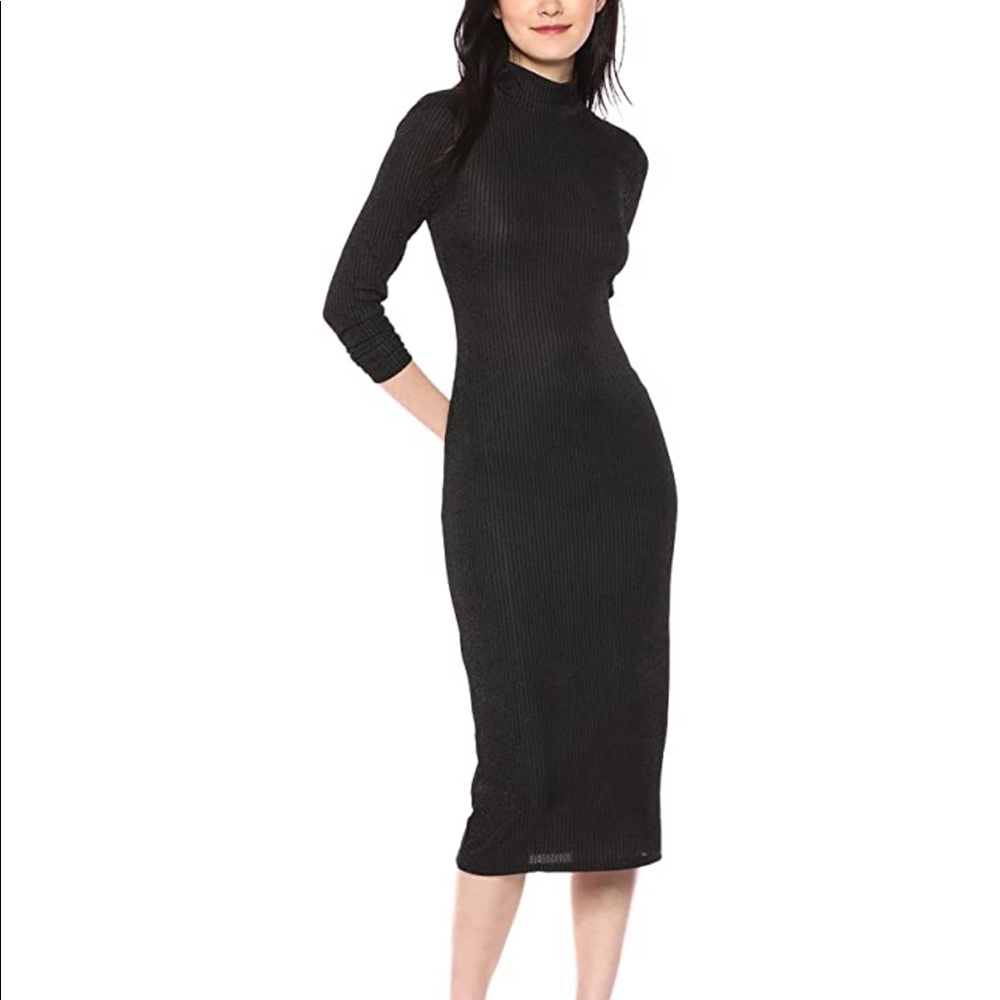 BCBGMAXAZRIA Metallic Turtleneck Sheath Dress